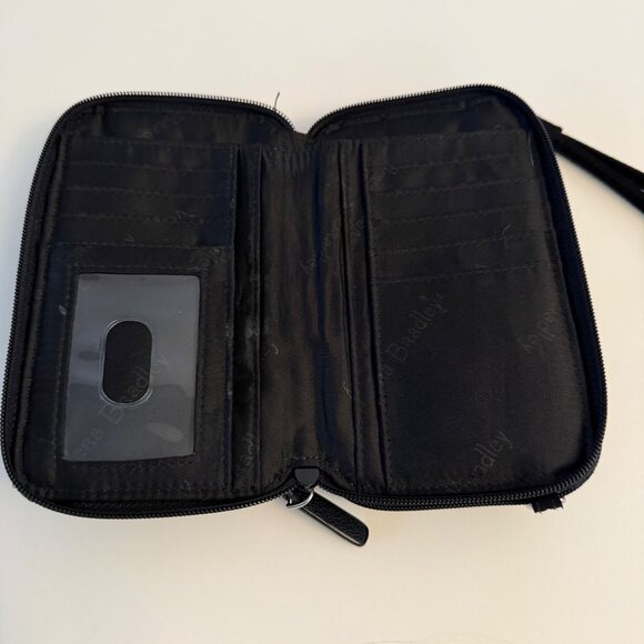 Vera Bradley Smartphone Wristlet Wallet Black Quilted Dual Zippers Card Slots - Picture 7 of 16